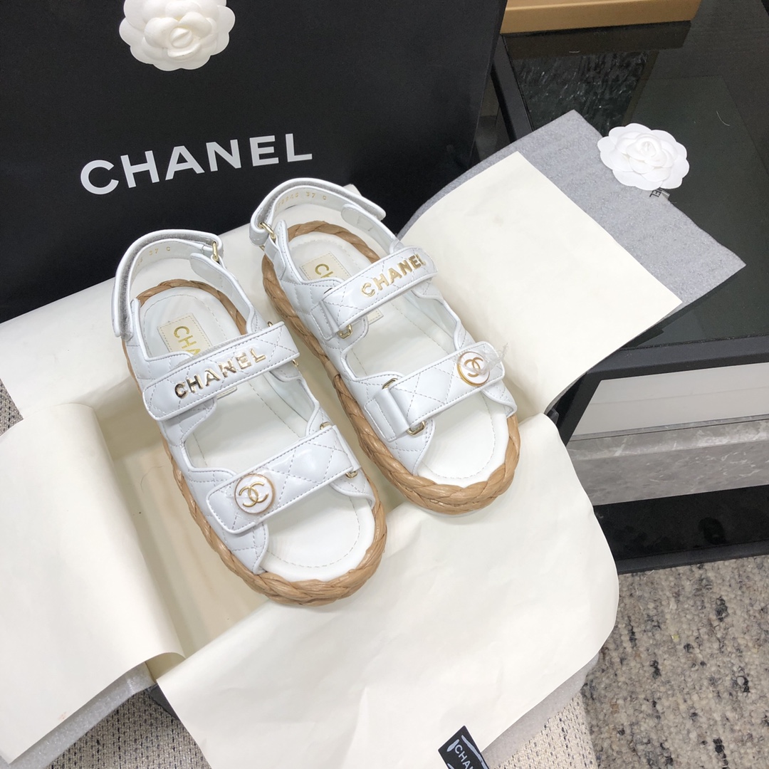 Chanel Original big brand luxury goods 1:1 high-end quality top qualityChanel Woven Velcro Sandals