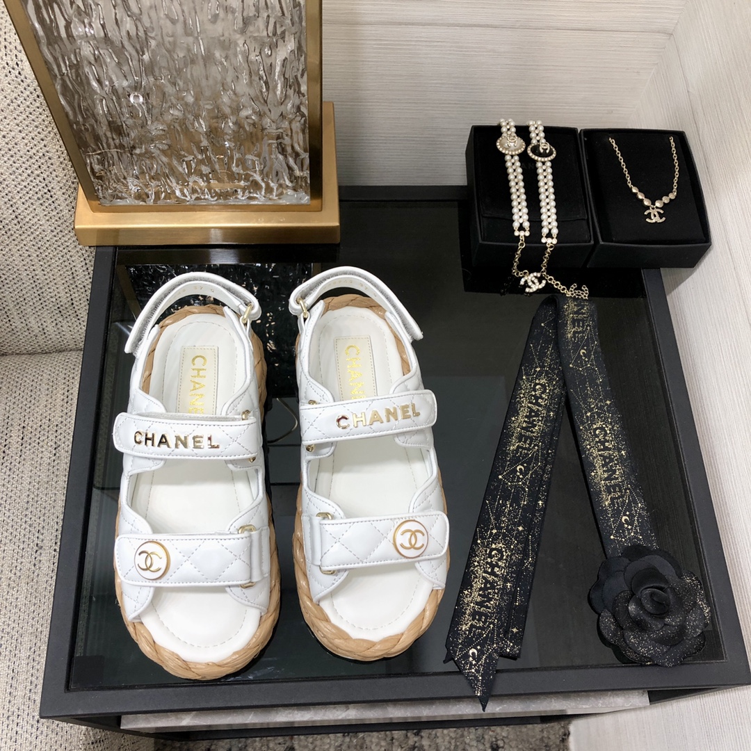 Chanel Original big brand luxury goods 1:1 high-end quality top qualityChanel Woven Velcro Sandals