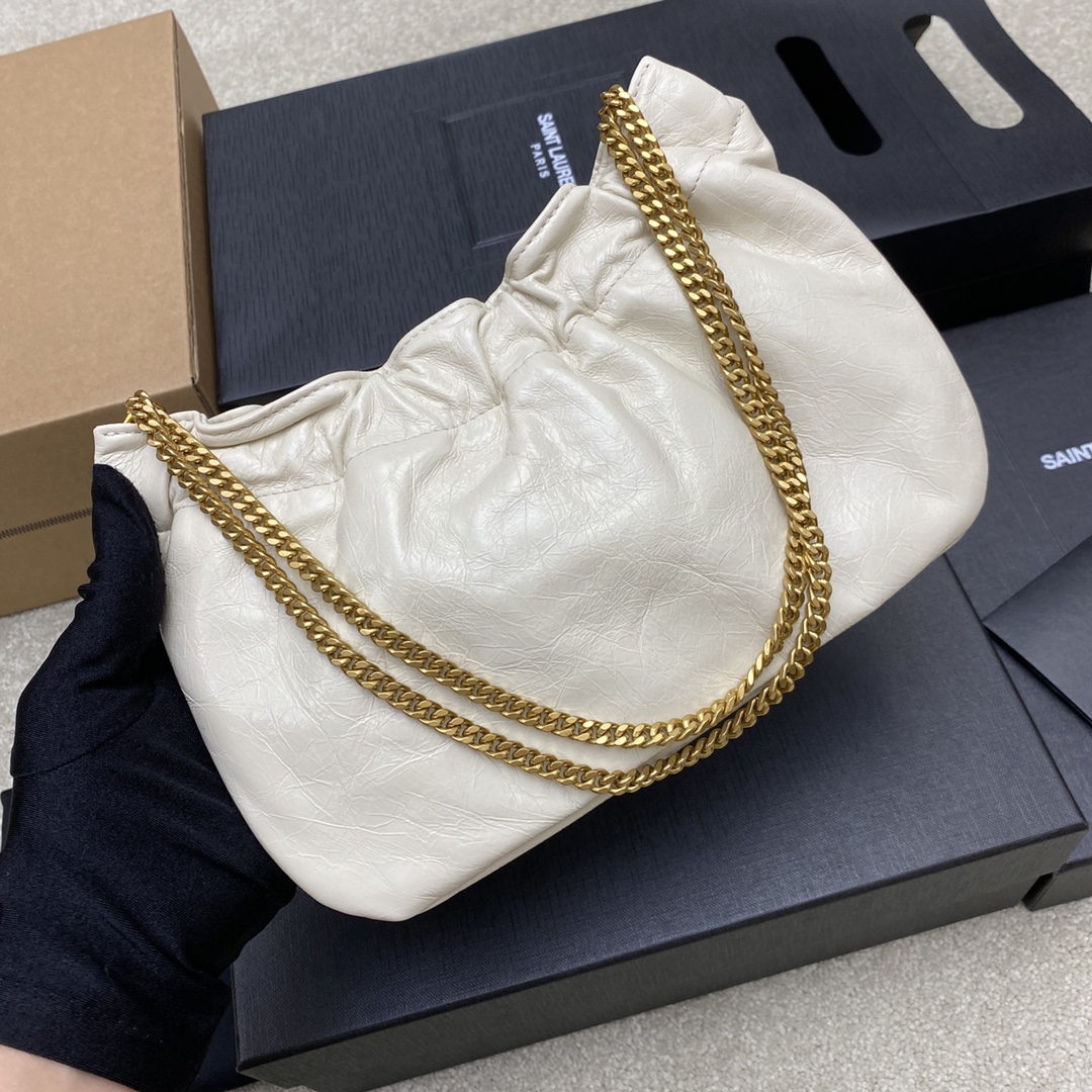 Saint Laurent Classic Chain Shoulder/Crossbody Bag in White for Women