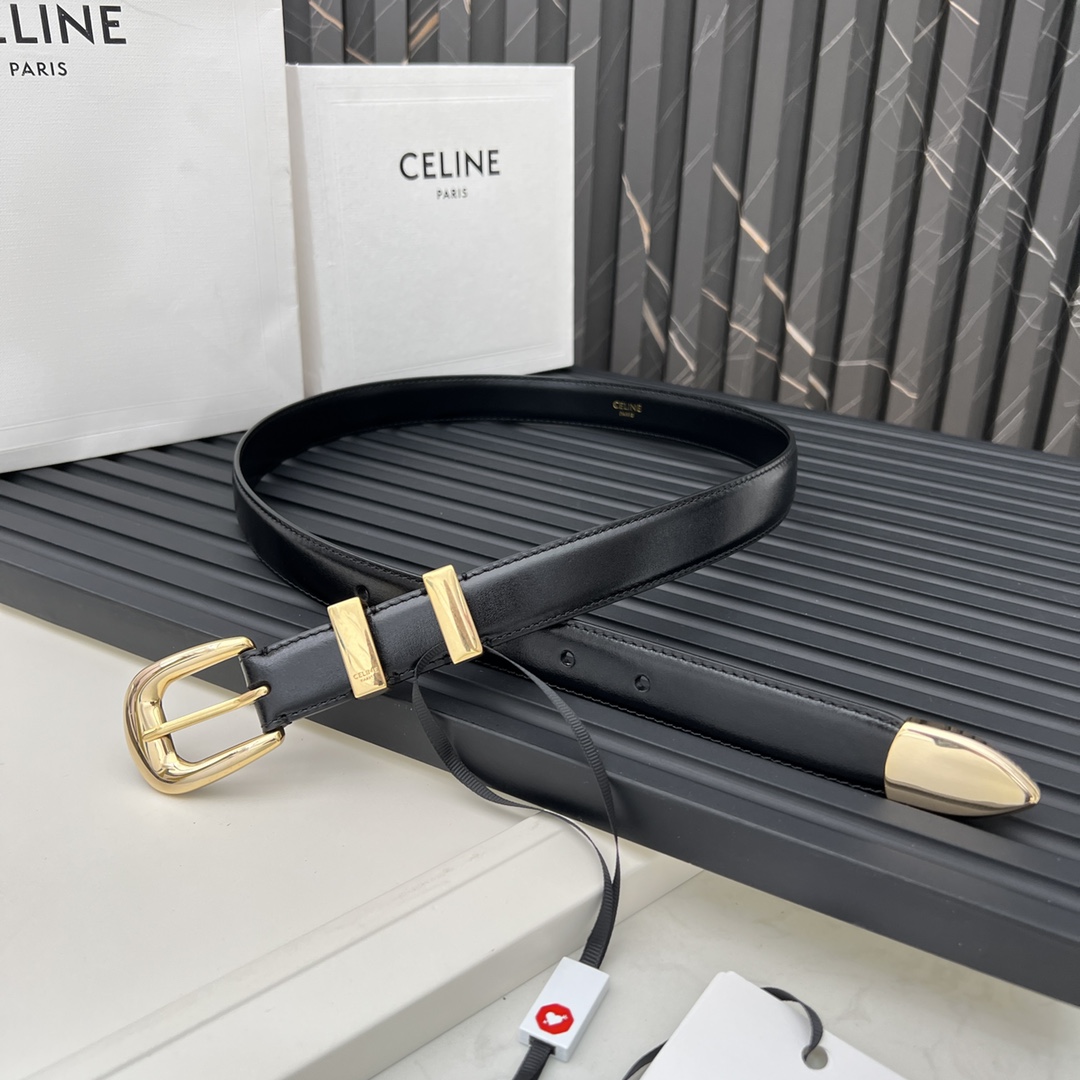 Celine Leather Elegant Thin Belt
