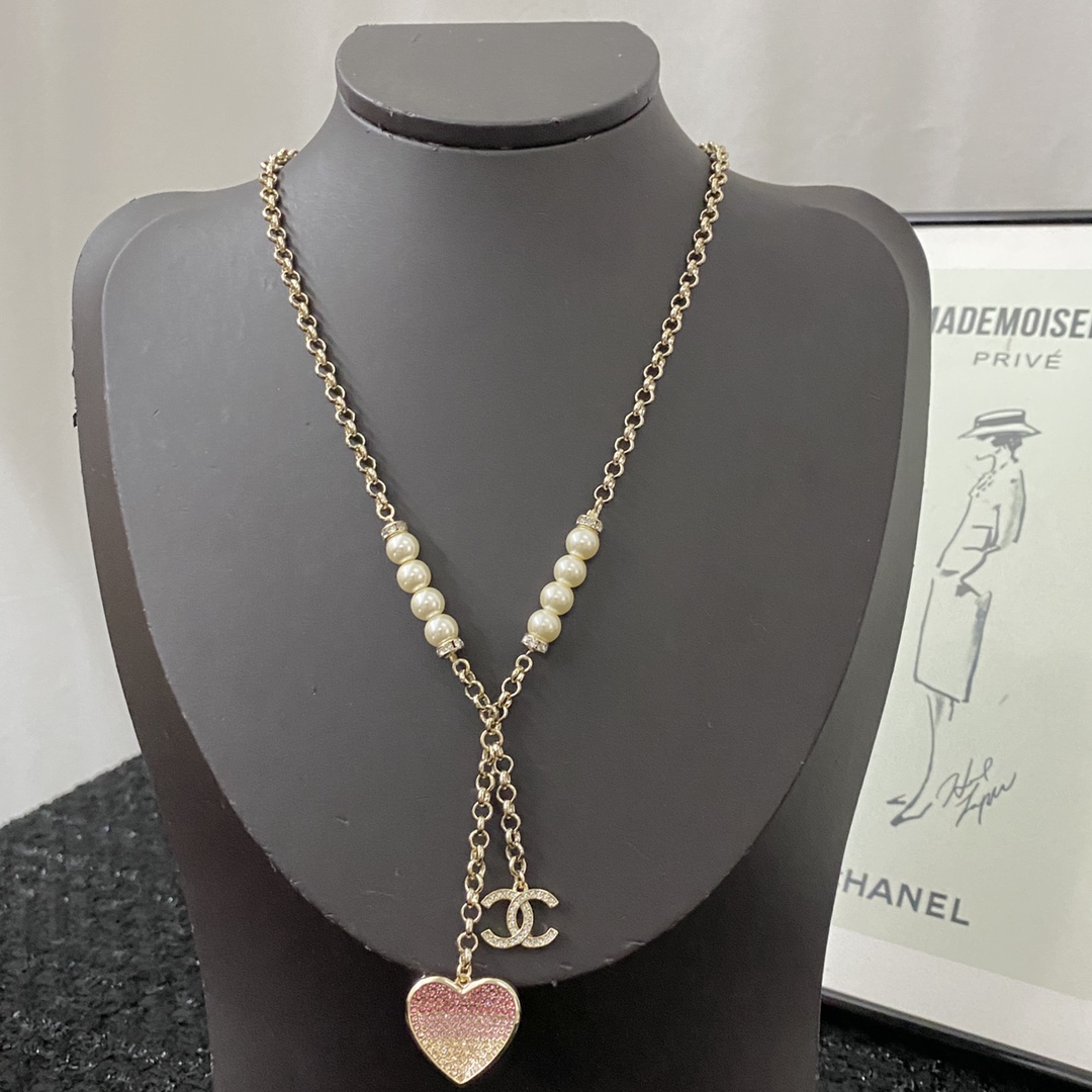 Chanel Heart-Shaped Metal Necklace