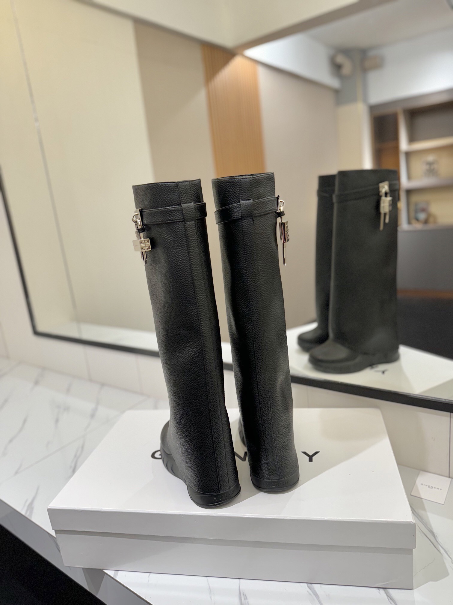 Givenchy Slope Heel Elevated Shark Long Boot