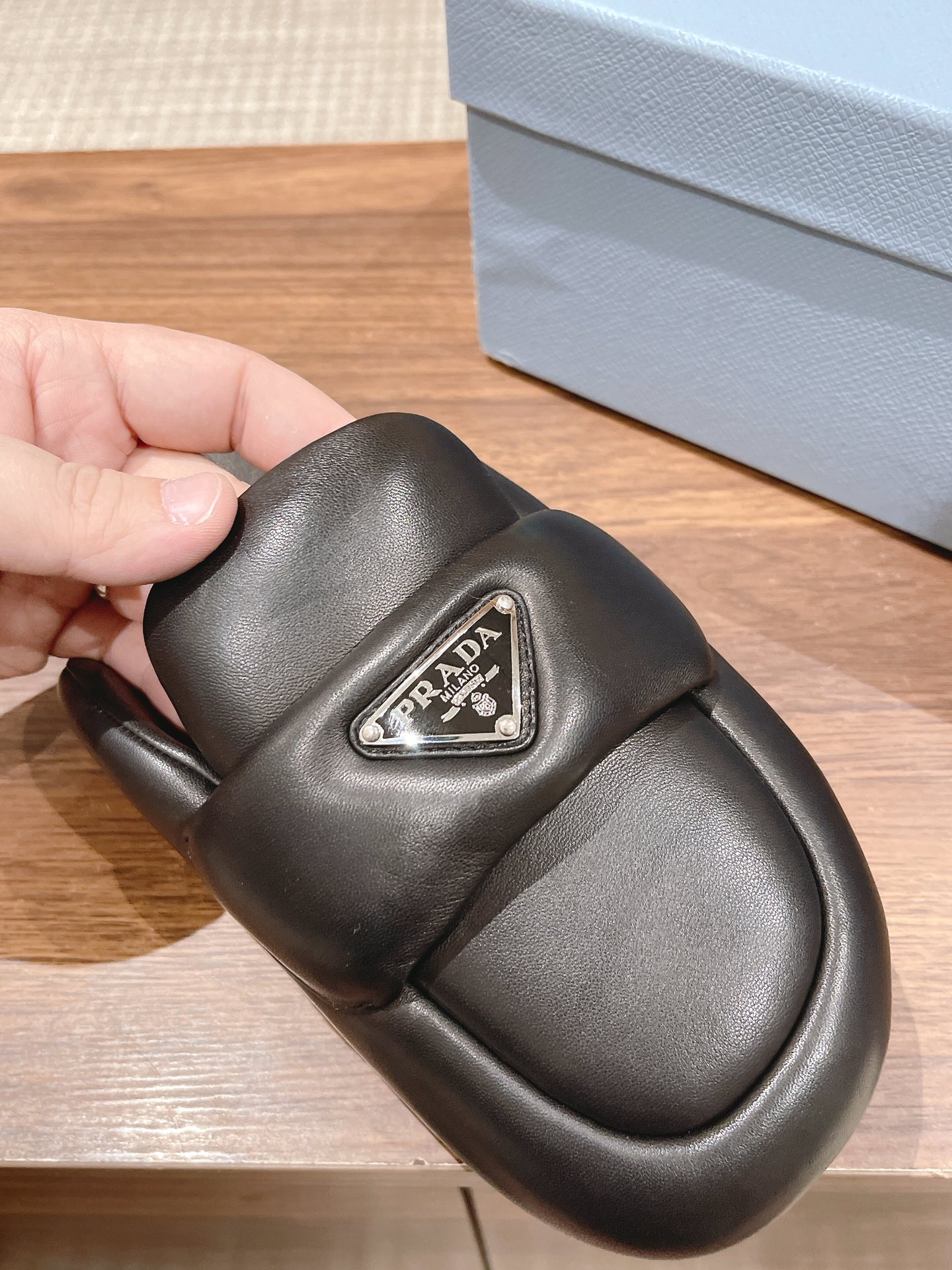 Prada Ultra-Soft Sheepskin Loafer Slippers