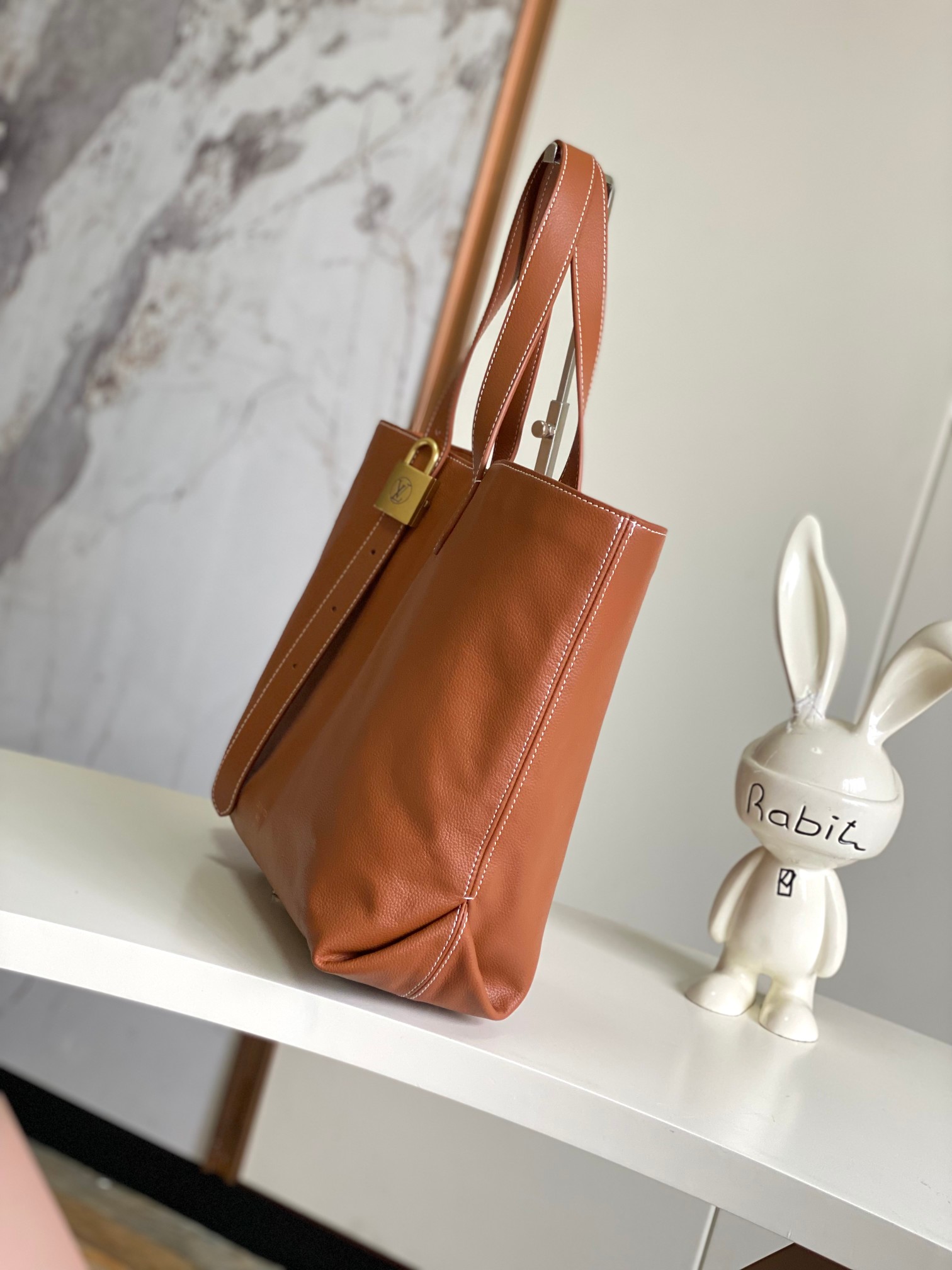 LV Low-Key Hobo Top-Grain Leather Tote Bag