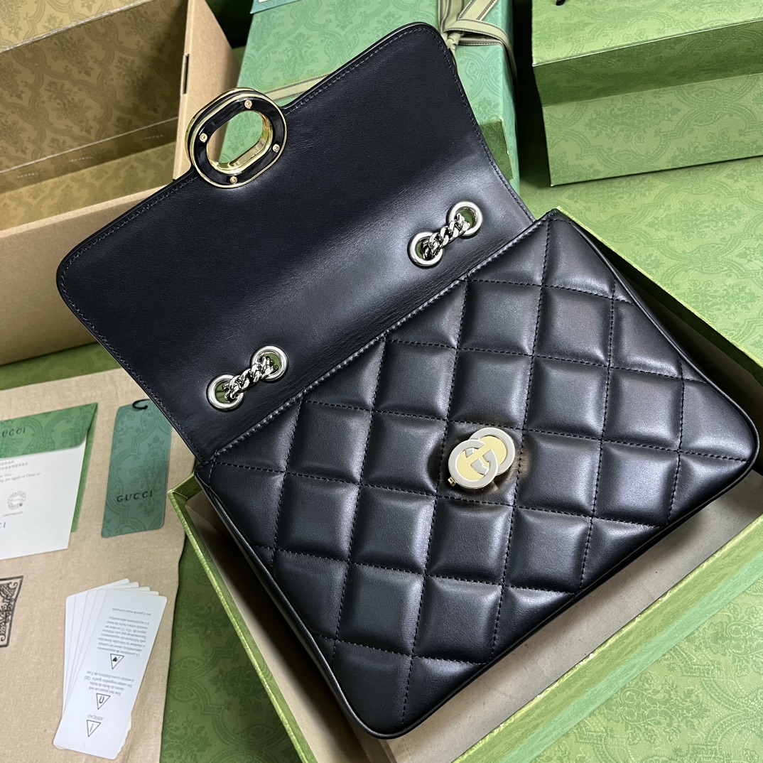 Gucci Crackled Grainy Leather Chain Bag