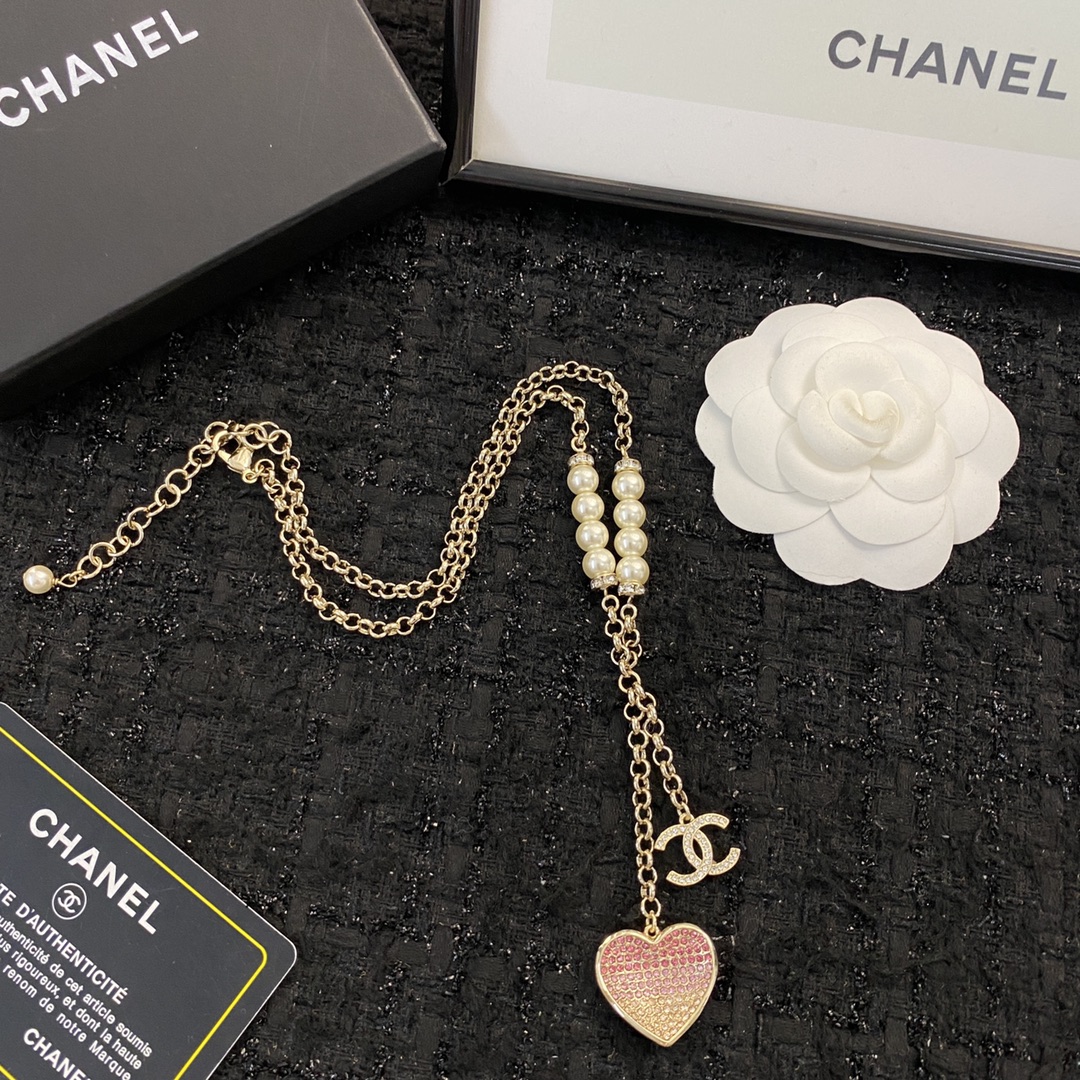 Chanel Heart-Shaped Metal Necklace