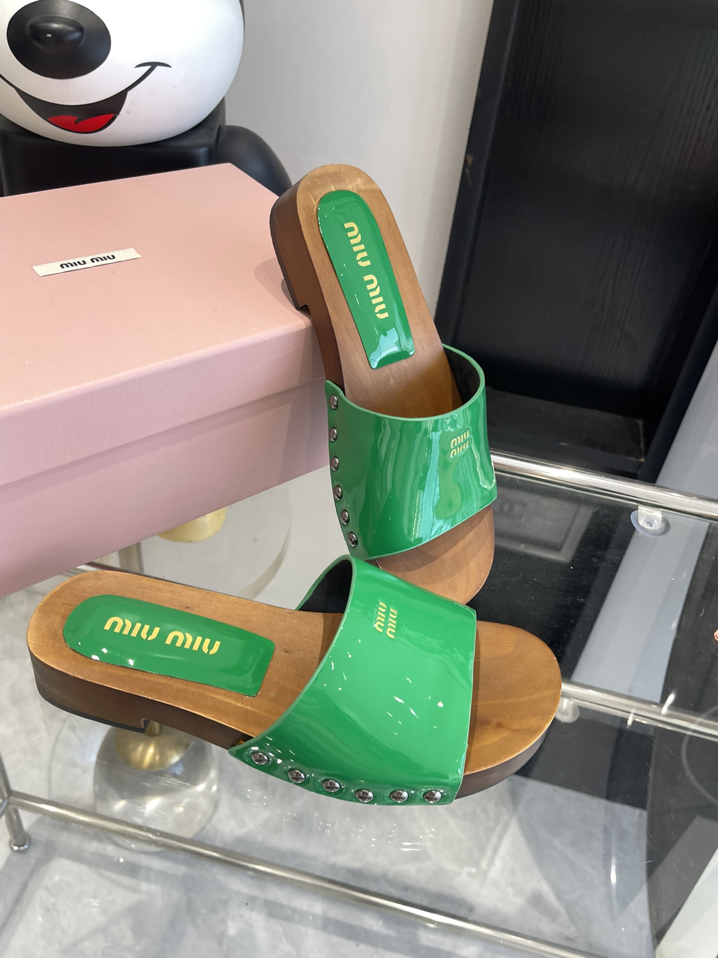 Miu Miu Wooden Sole Slippers