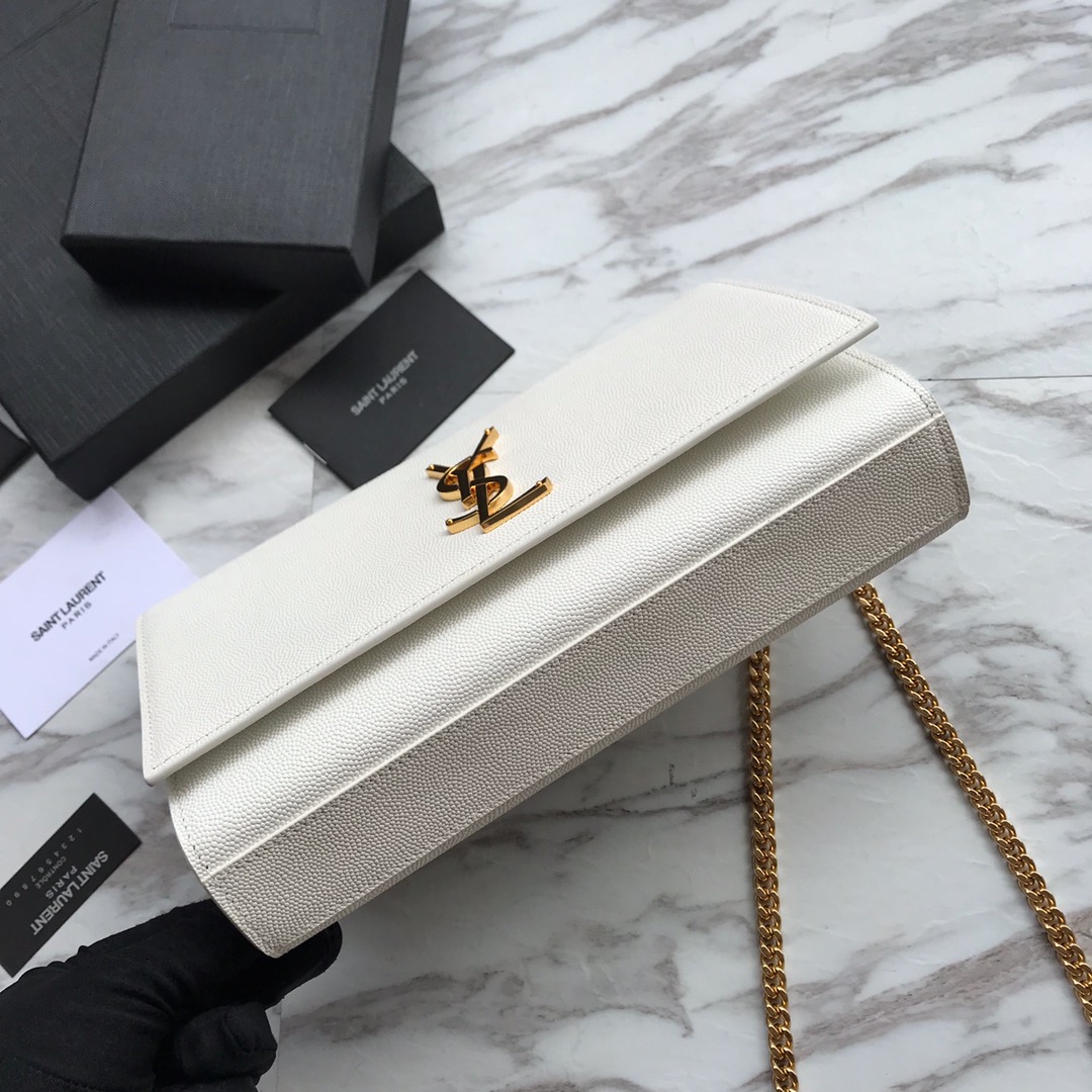 Saint Laurent Classic Chain Shoulder/Crossbody Bag in White for Women