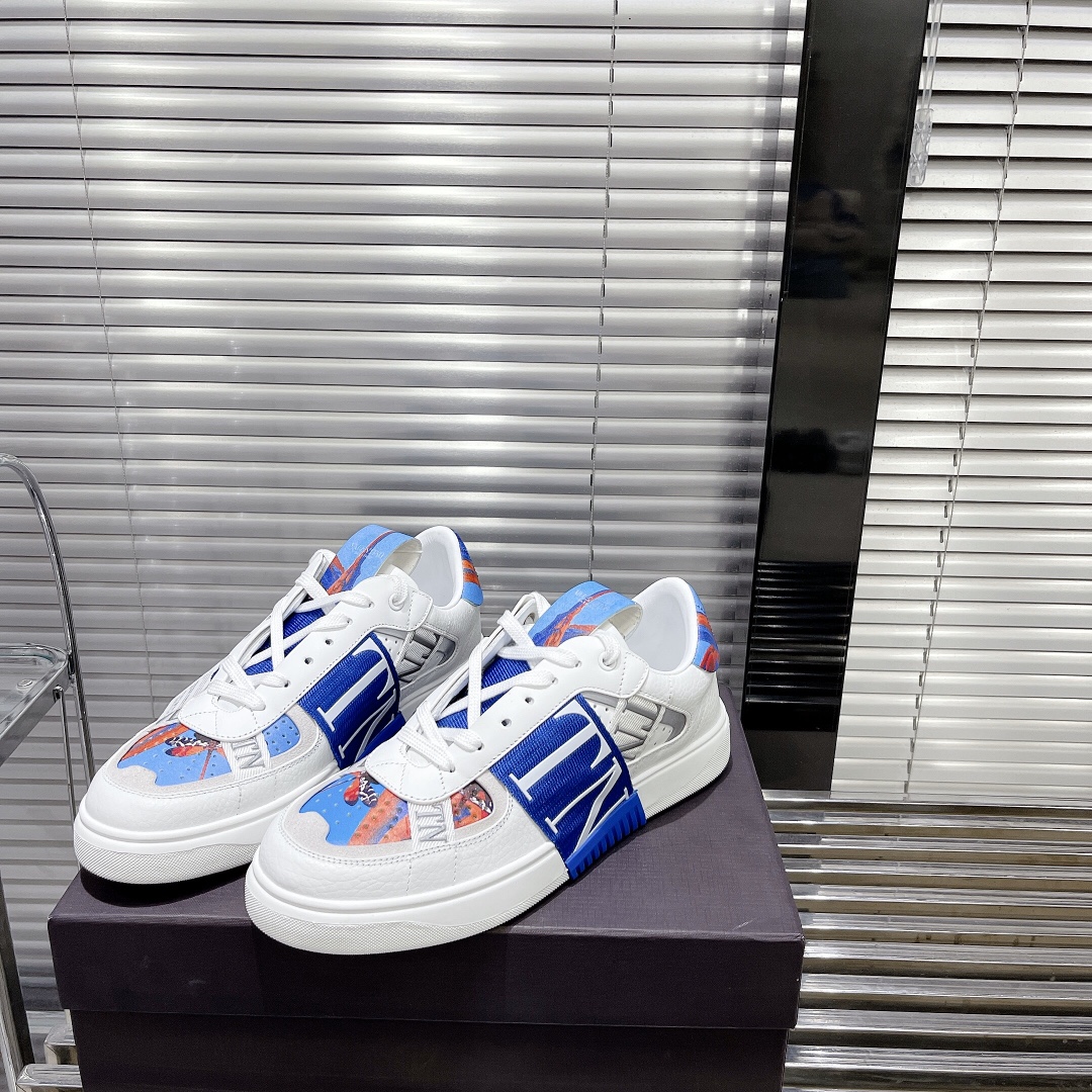 Valentino Women's Embroidered Calfskin Sneakers with Straps