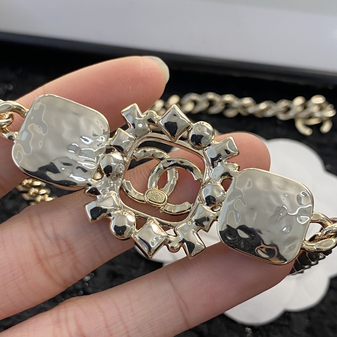 Chanel Black enamel rhinestone choker necklace