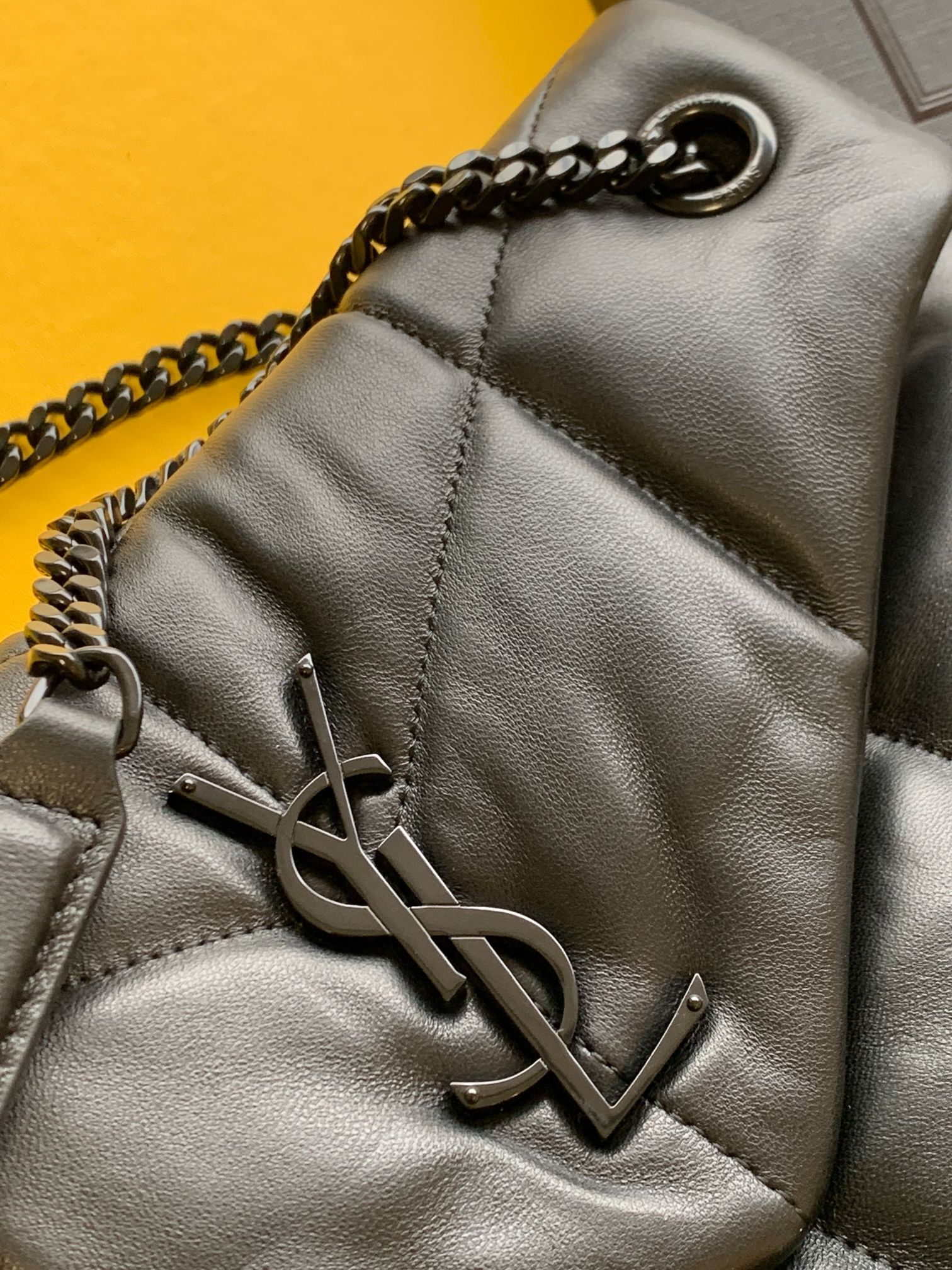 Saint Laurent Checkerboard Pattern Crossbody/Shoulder Chain Bag in Black