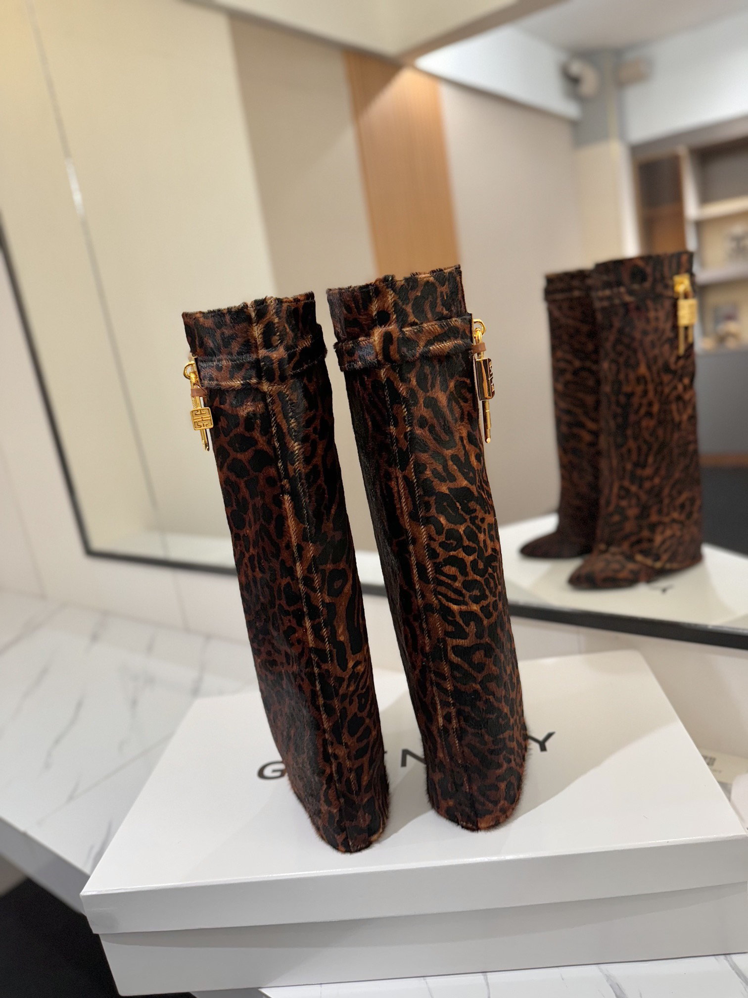 Givenchy Horsehair Leather Buckle Boots