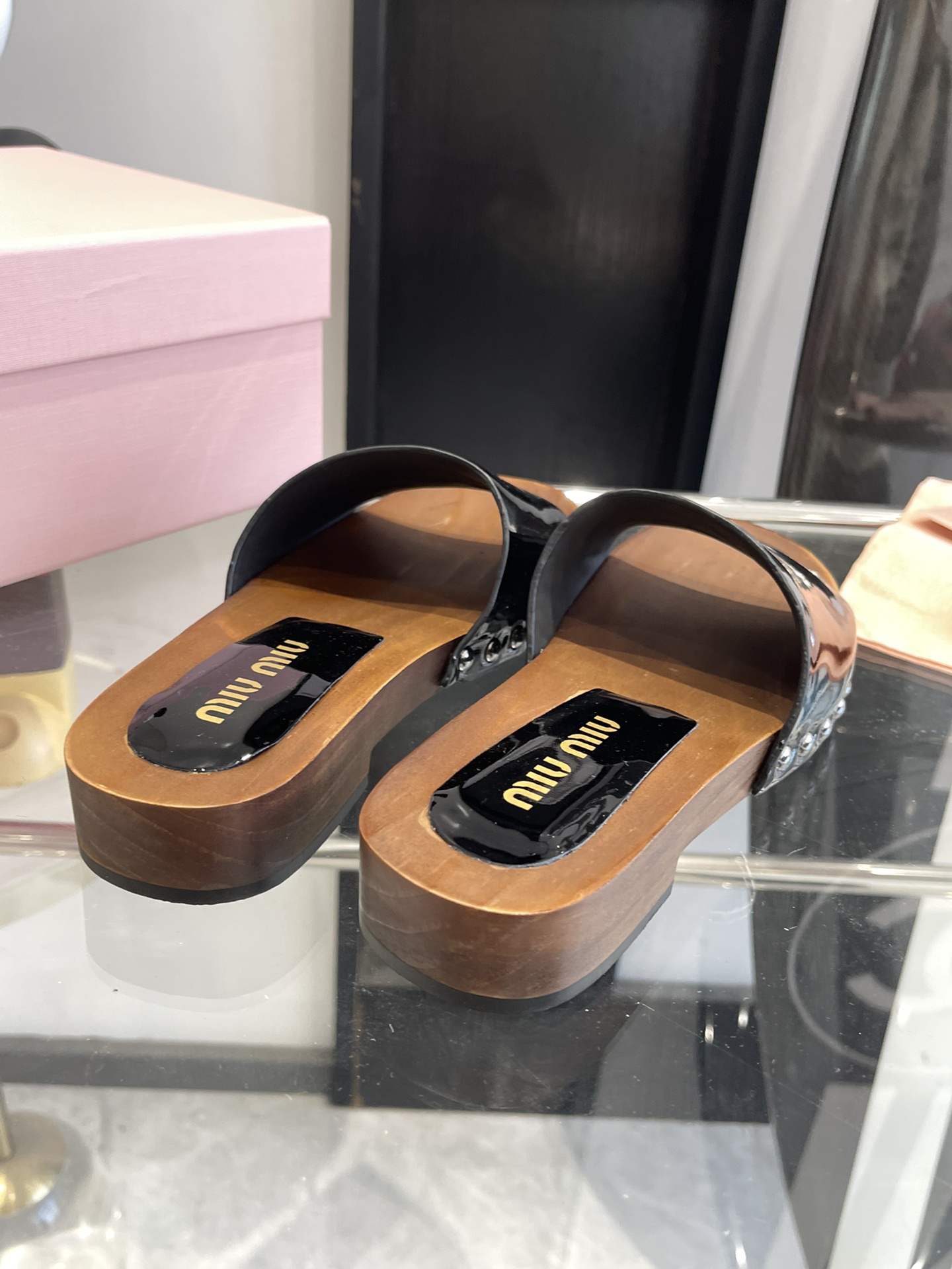 Miu Miu Wooden Sole Slippers