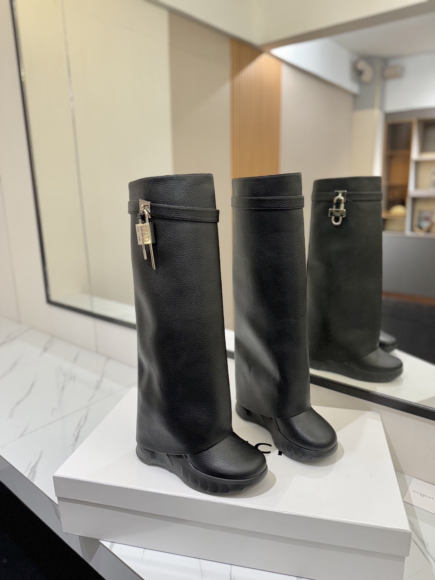 Givenchy Slope Heel Elevated Shark Long Boot