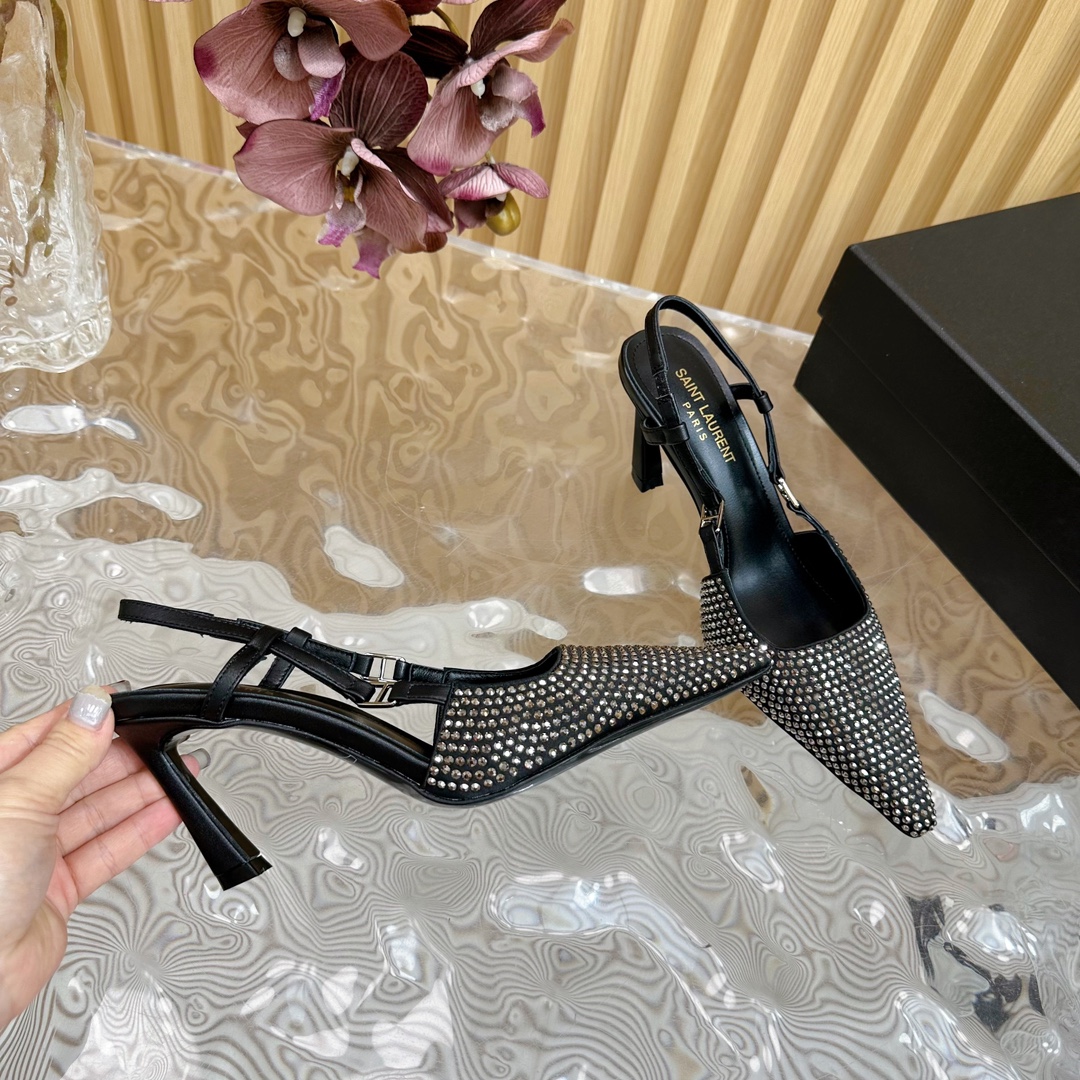 Saint Laurent Australian Diamond Cat-Heel Shoes
