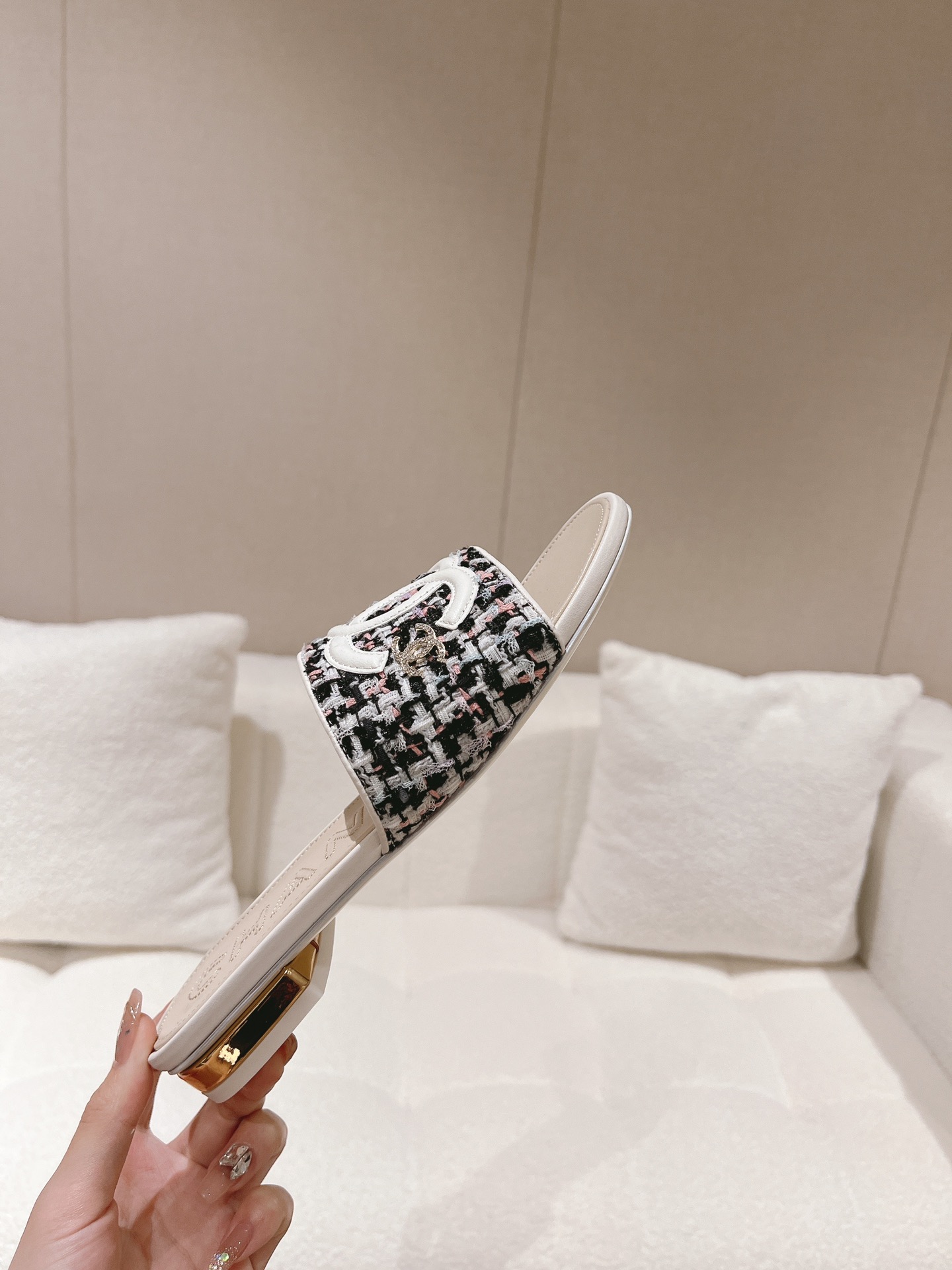 Chanel Woven Flat Slippers