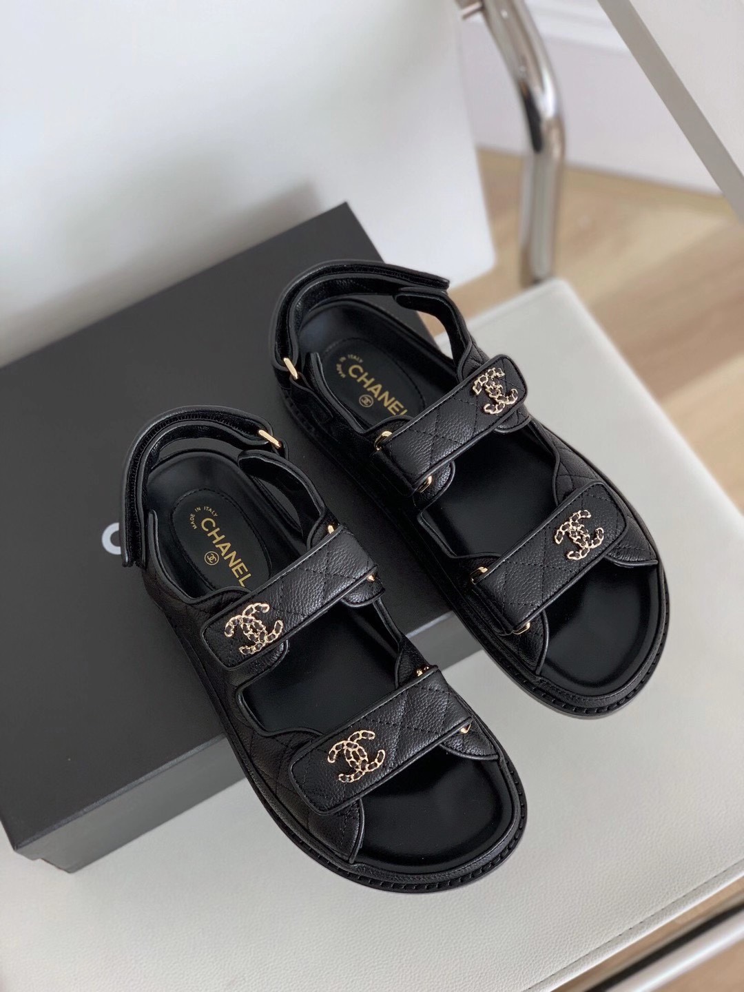 Chanel Glossy Calfskin Sandals