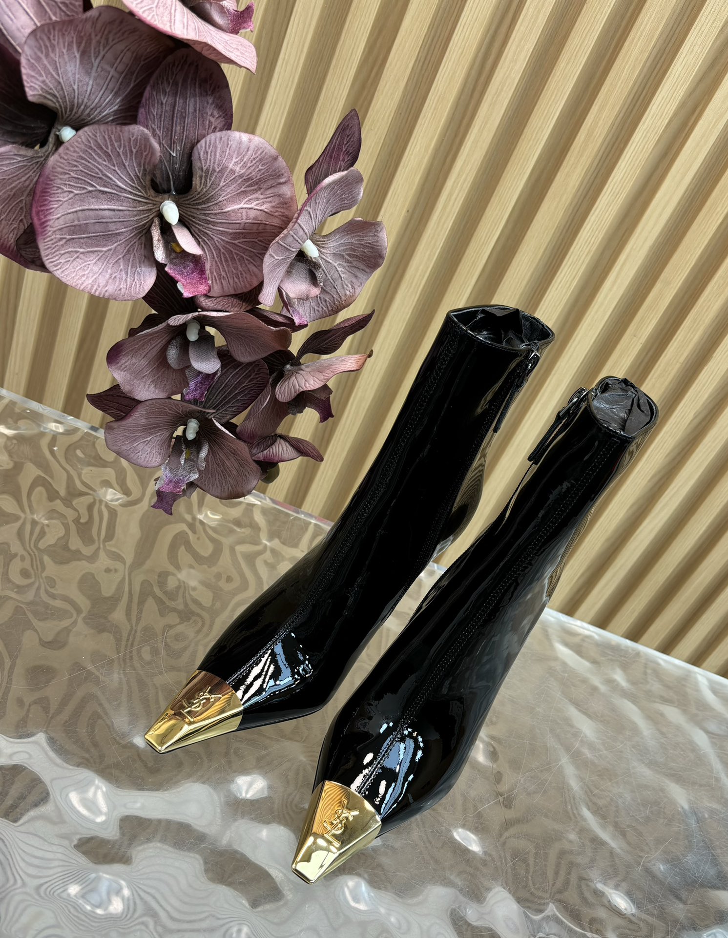 Saint Laurent Lee Patent Leather High-Heel Boots(11CM)