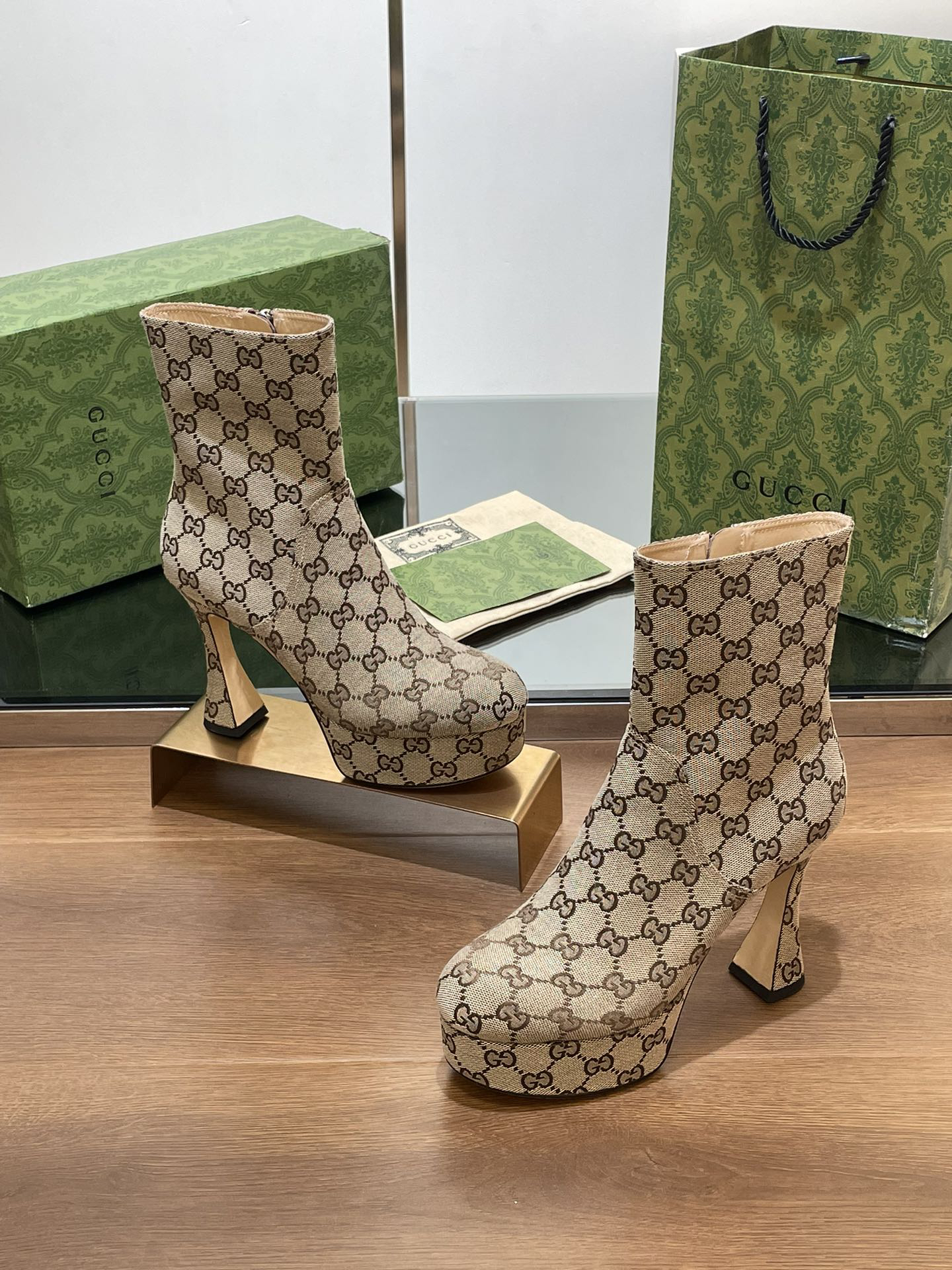 Gucci High-Heel Thick-Soled Platform Waterproof Boots