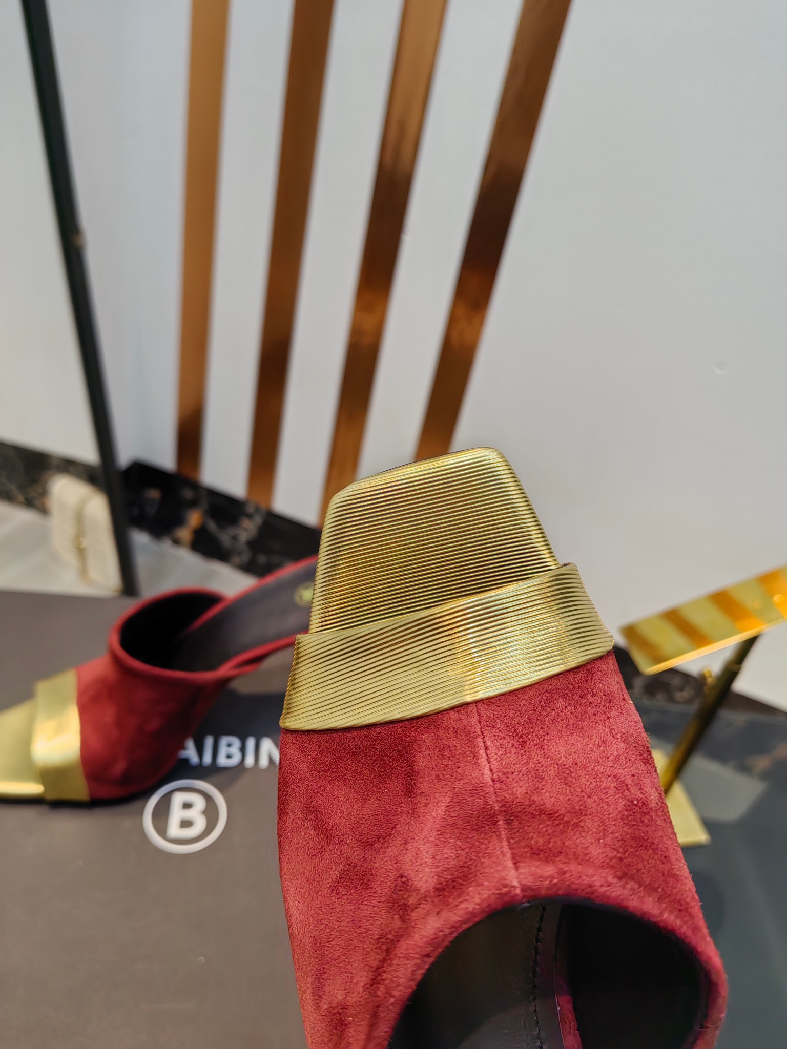 Balmain Square-Toed High-Heeled Slippers