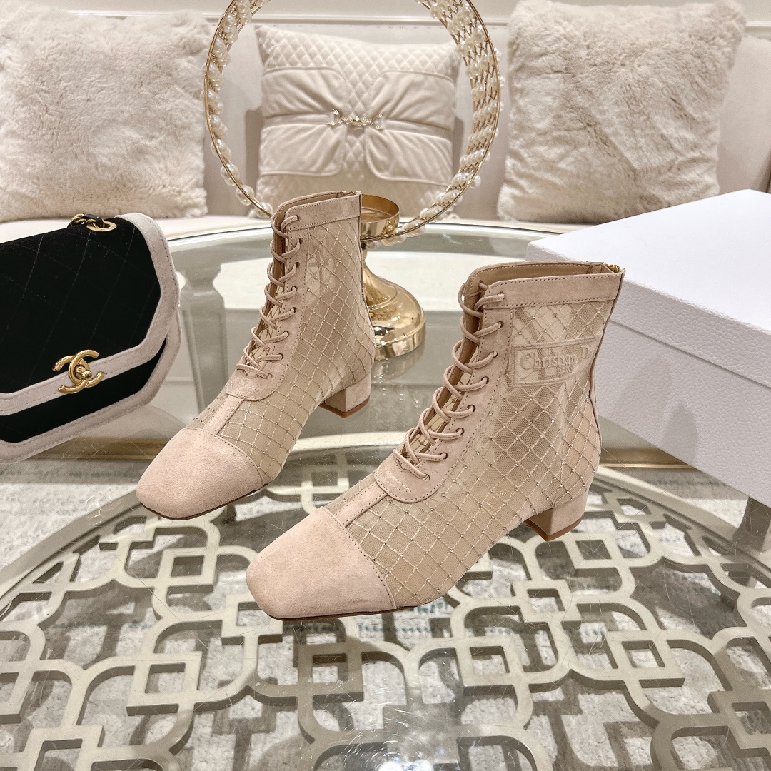 DIOR Spring-Summer Jardin d'Hiver Embroidered Jacquard Mesh Boots