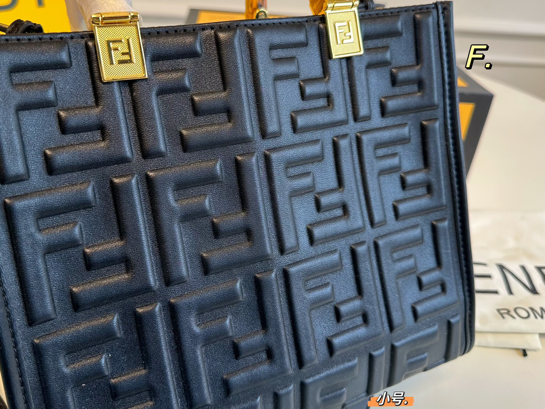 Fendi Square Leather Tote Handbag