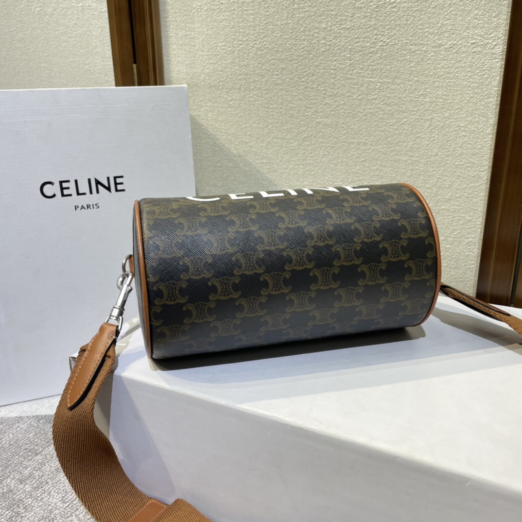 Original big brand luxury goods 1:1 high-end quality top qualityCELINE new logo print cylinder bagOriginal big brand luxury goods 1:1 high-end quality top original size copy