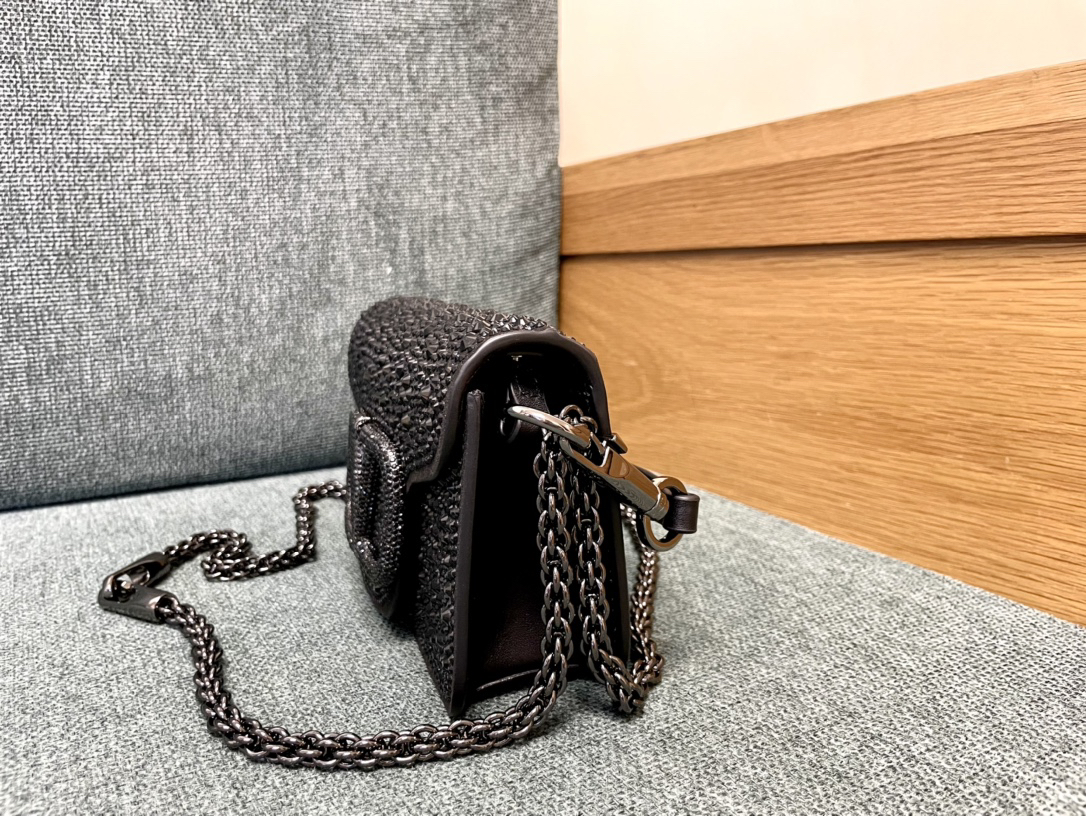 Valentino Calfskin Handbag with Embellished Diamonds