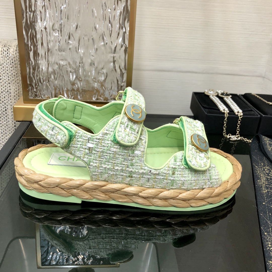 Chanel Woven Velcro Sandals