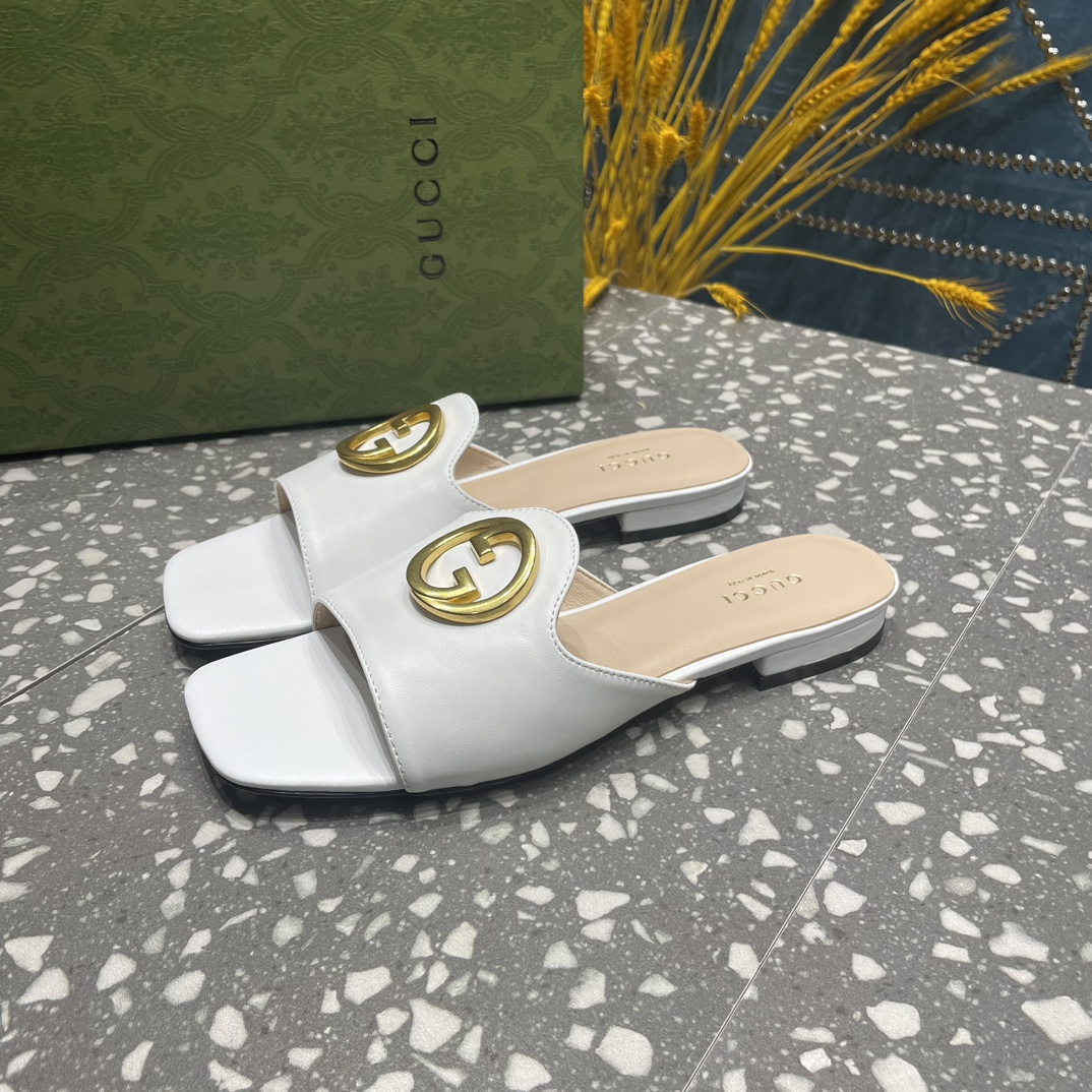 Gucci Square-Toe Flat Slippers