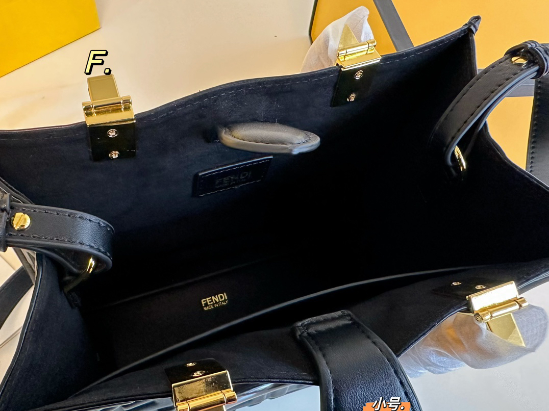 Fendi Square Leather Tote Handbag