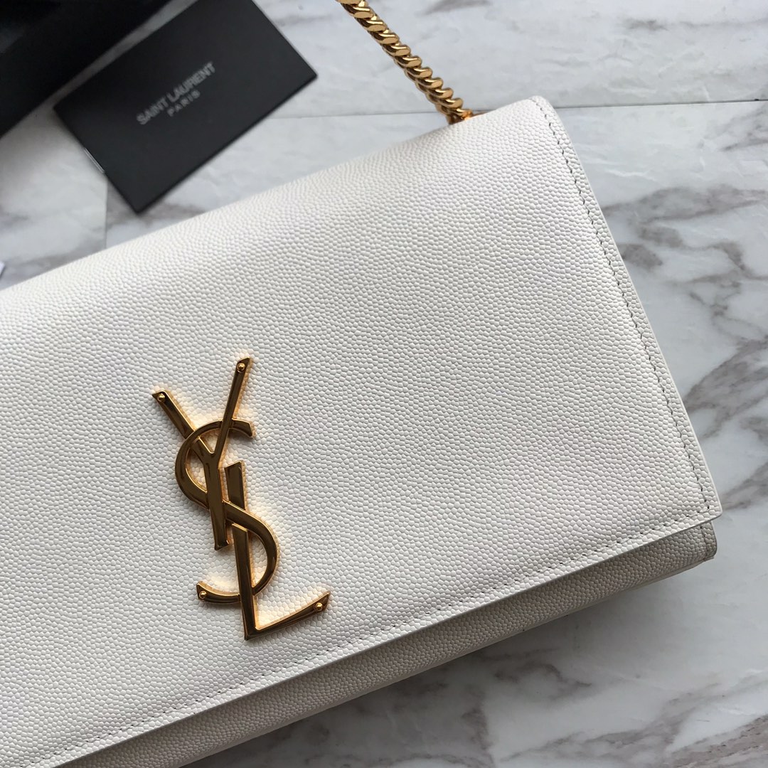 Saint Laurent Classic Chain Shoulder/Crossbody Bag in White for Women
