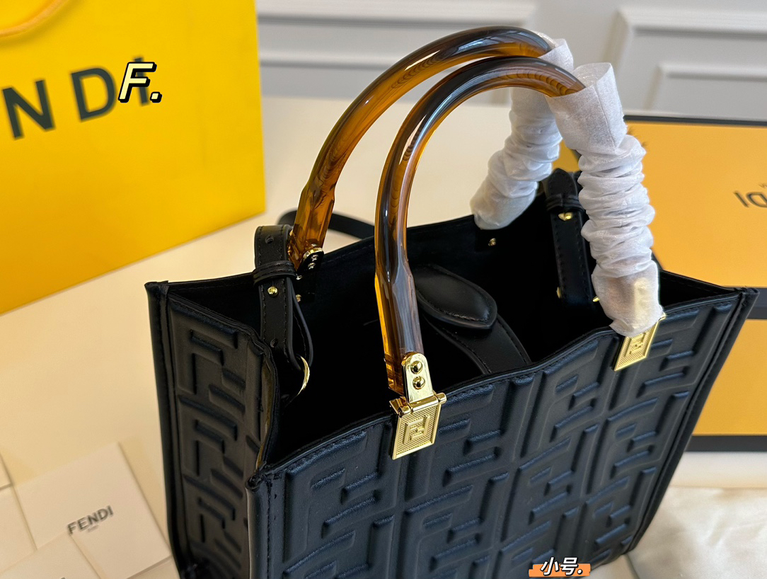 Fendi Square Leather Tote Handbag