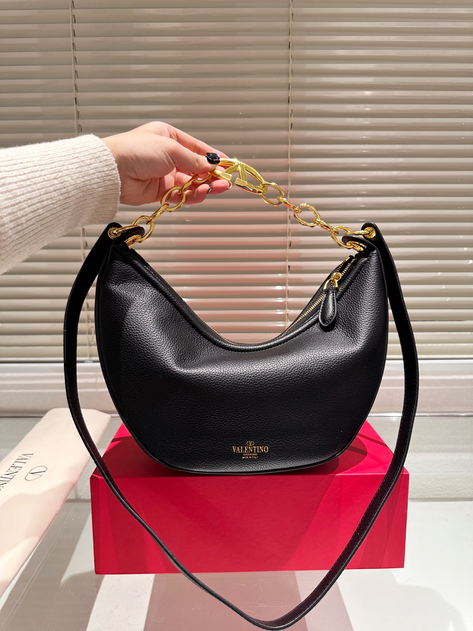 Valentino Smooth Nappa Chain Crossbody/Shoulder Bag