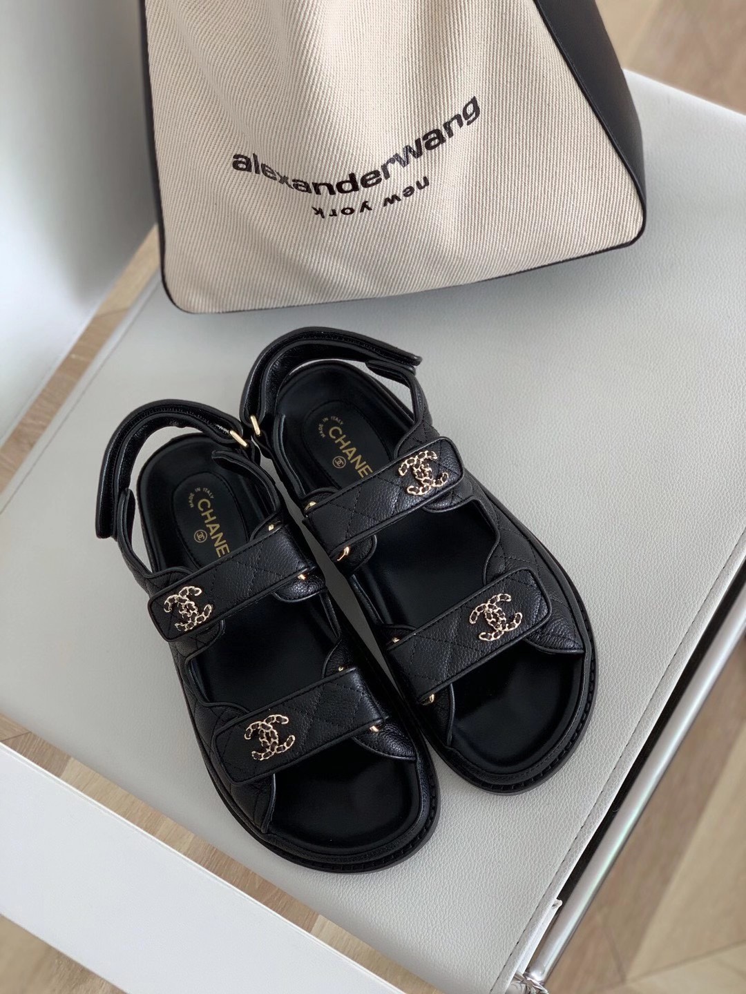 Chanel Glossy Calfskin Sandals