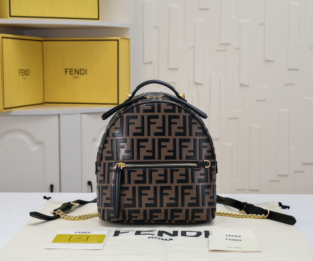 Fendi Leather Chain Backpack