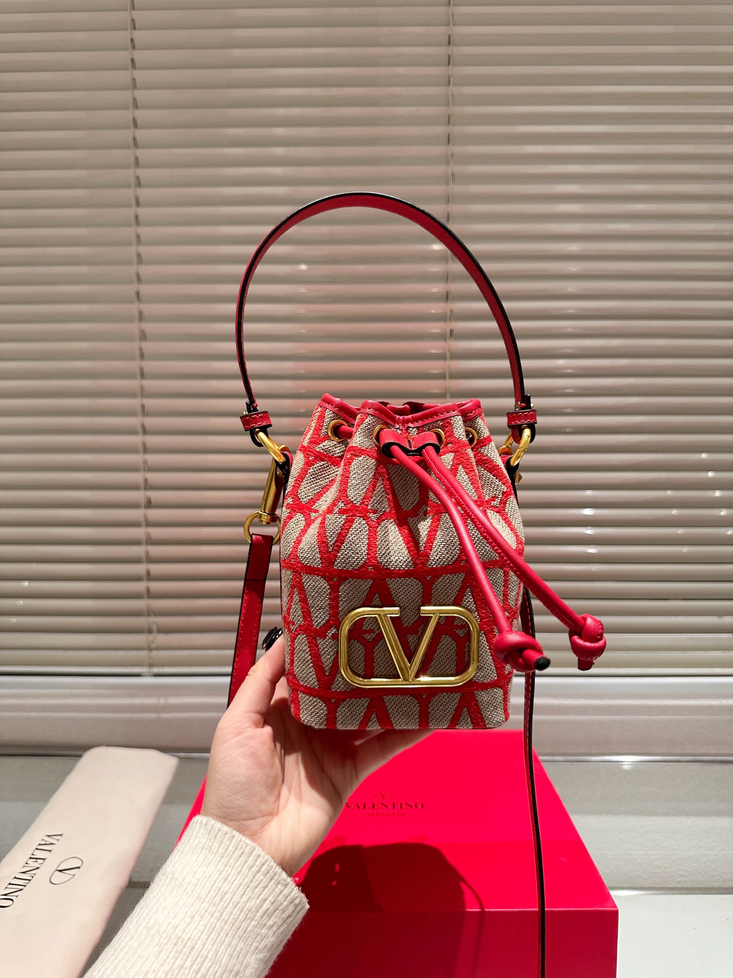 Valentino Black Tie Bucket Bag from Runway
