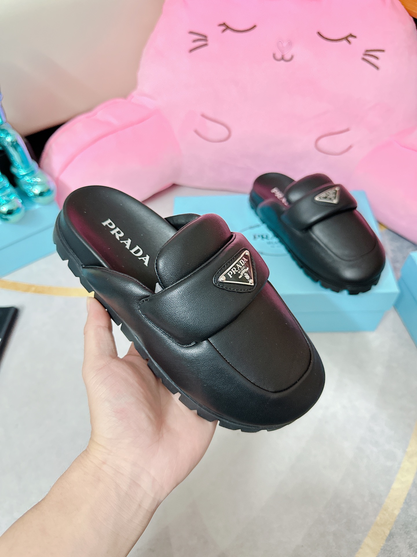 Prada Supple Sheepskin Mule Slides