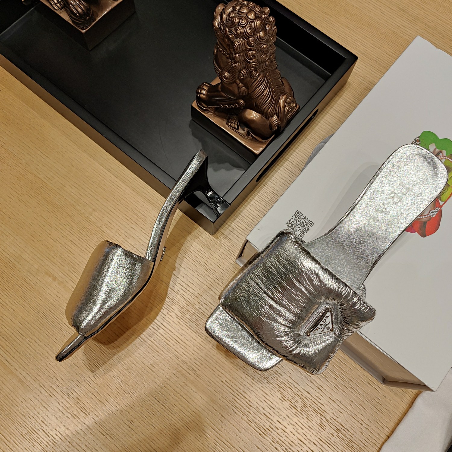 Prada Super Soft Leather Low-heeled Heeled Sandals