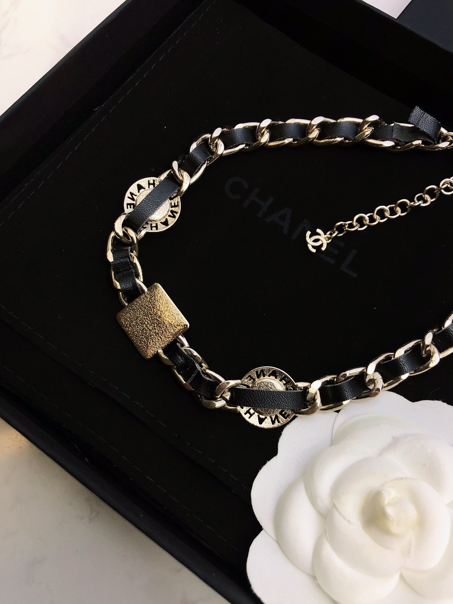 Chanel Elegant Braided Leather Necklace