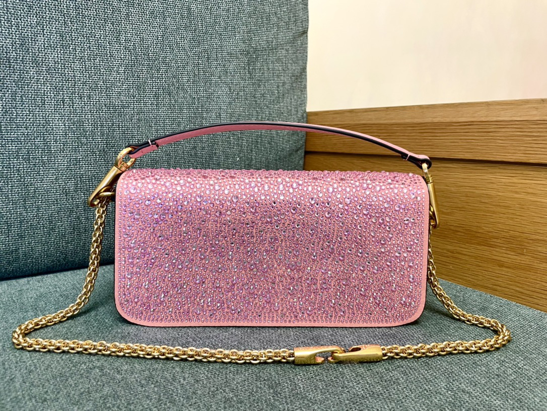 Valentino Calfskin Handbag with Embellished Diamonds