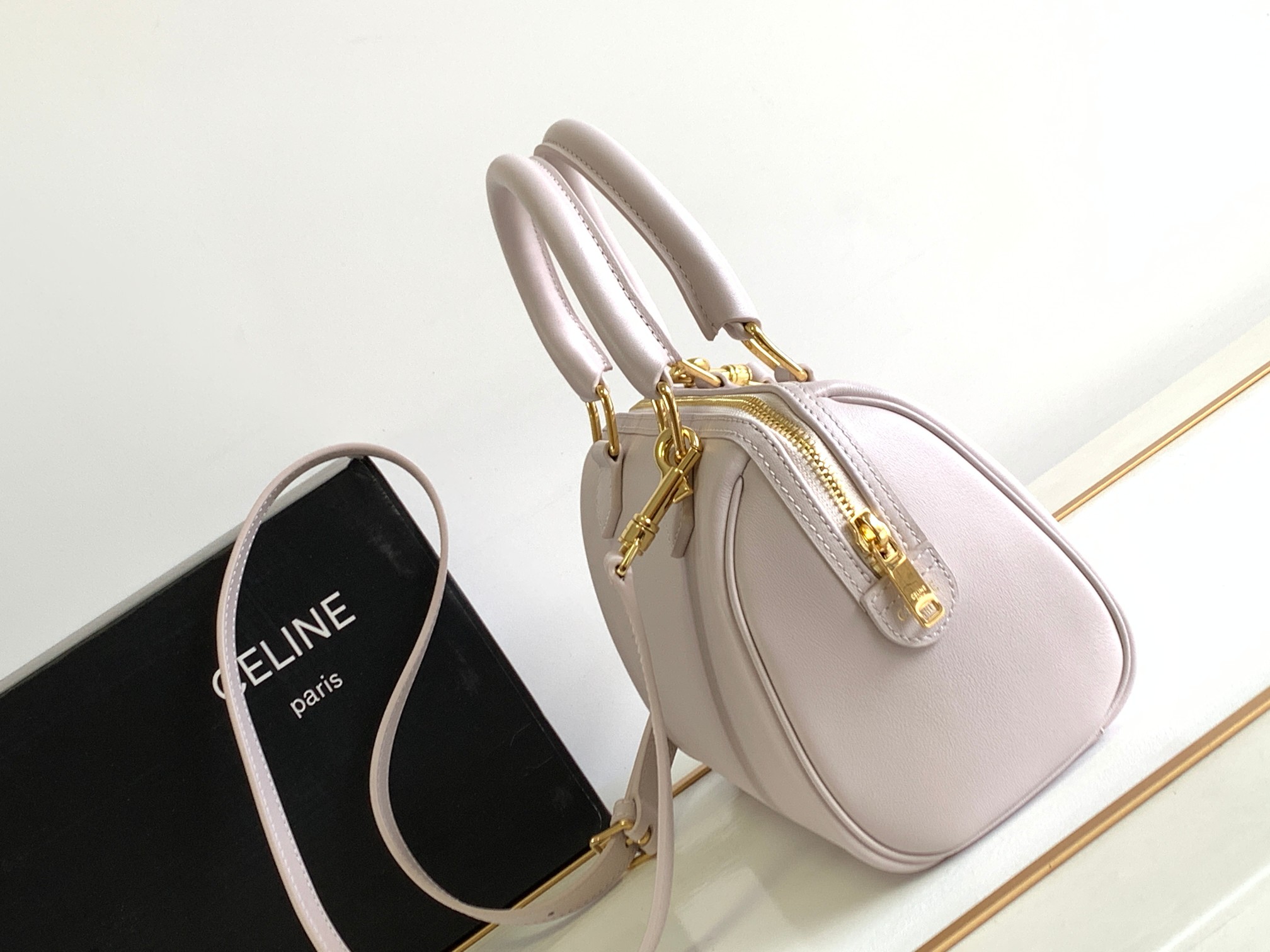 Original big brand luxury goods 1:1 high-end quality top qualityCELIN CUIR TRIOMBE small smooth calf leather Boston bagOriginal big brand luxury goods 1:1 high-end quality top original size copy