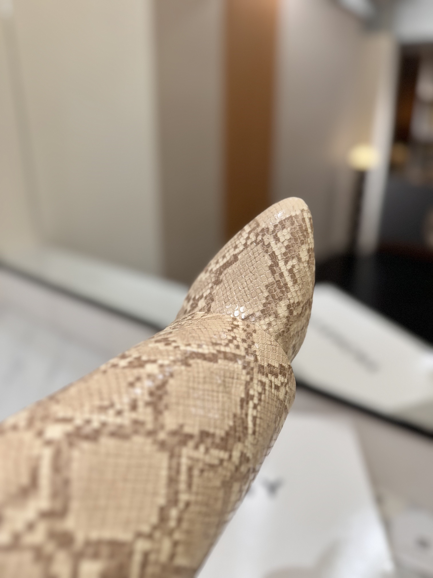 Givenchy Leather Snake Print Buckle Over-the-Knee Boots