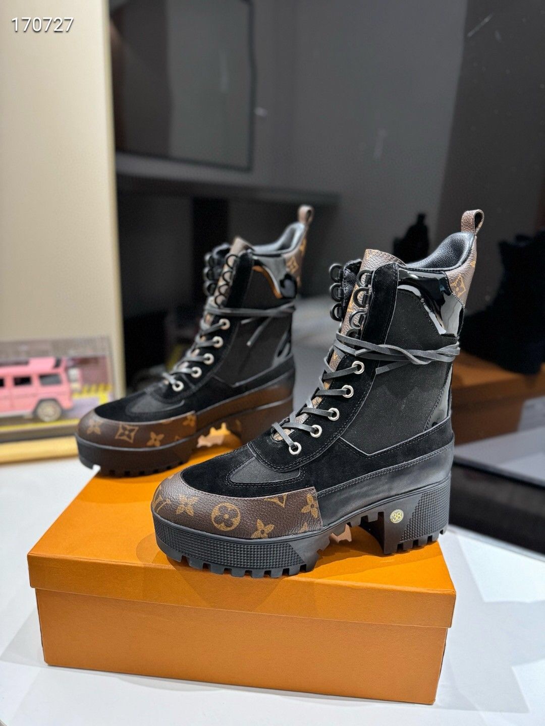 Louis Vuitton Monogram Black Chunky Boots