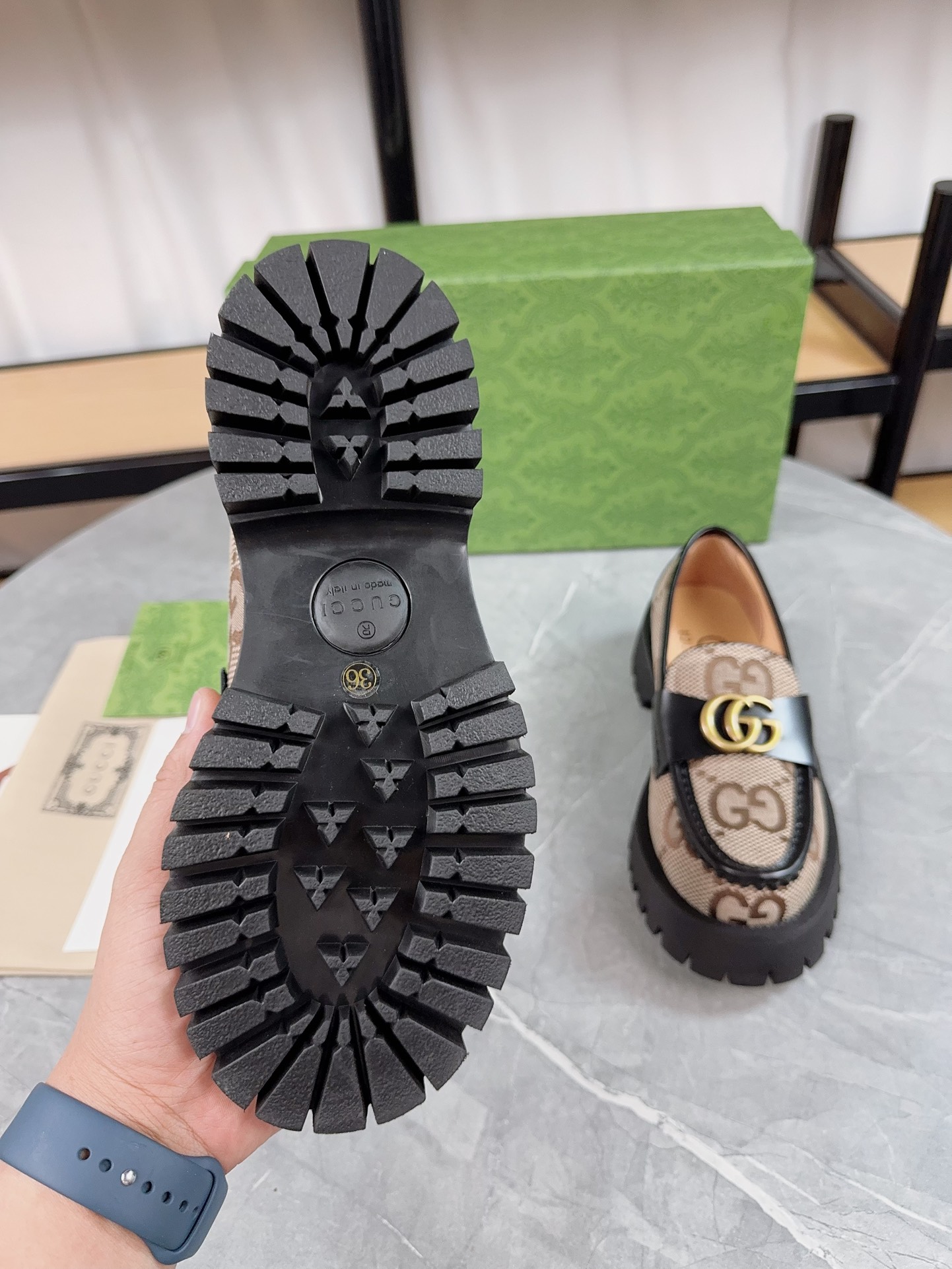 Gucci Thick-Soled Loafer Platform Shoes