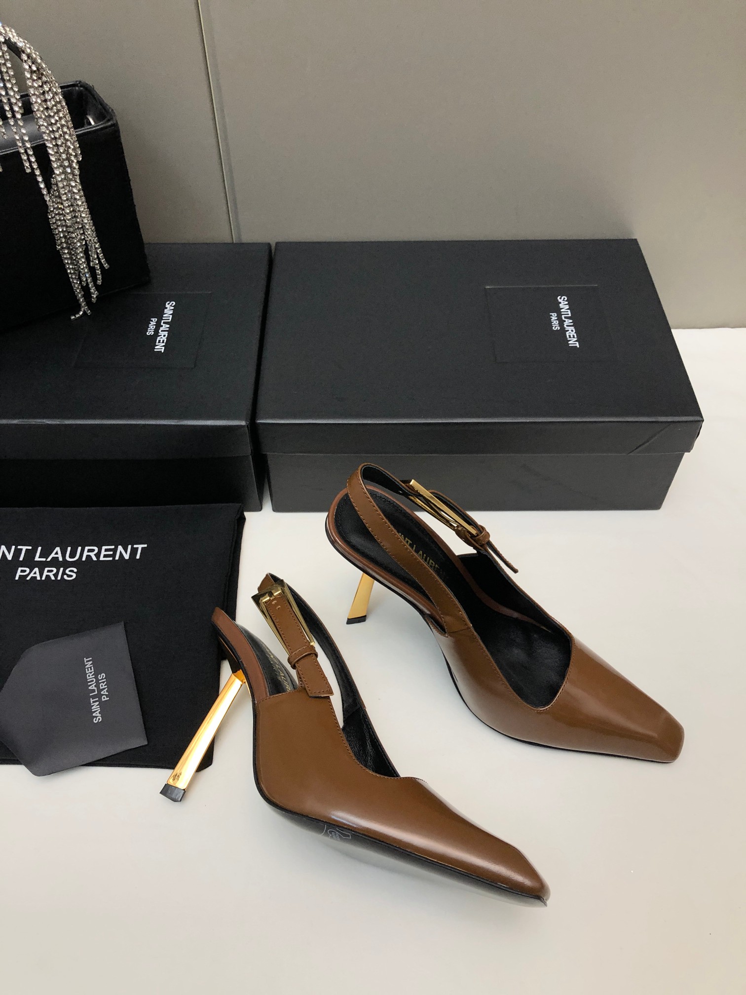 Saint Laurent Small Square-Toe High Heels