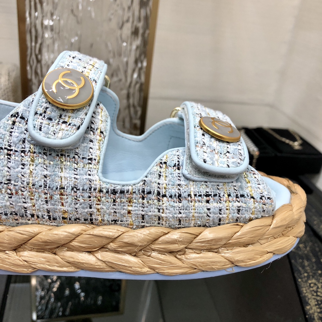 Chanel Woven Velcro Sandals