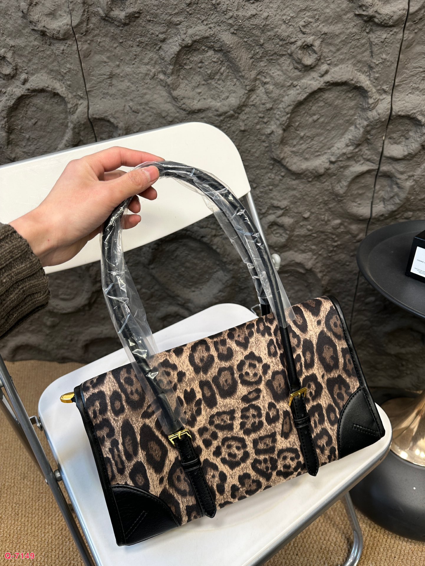 Prada Leopard-Print Leather Shoulder/Underarm Bag
