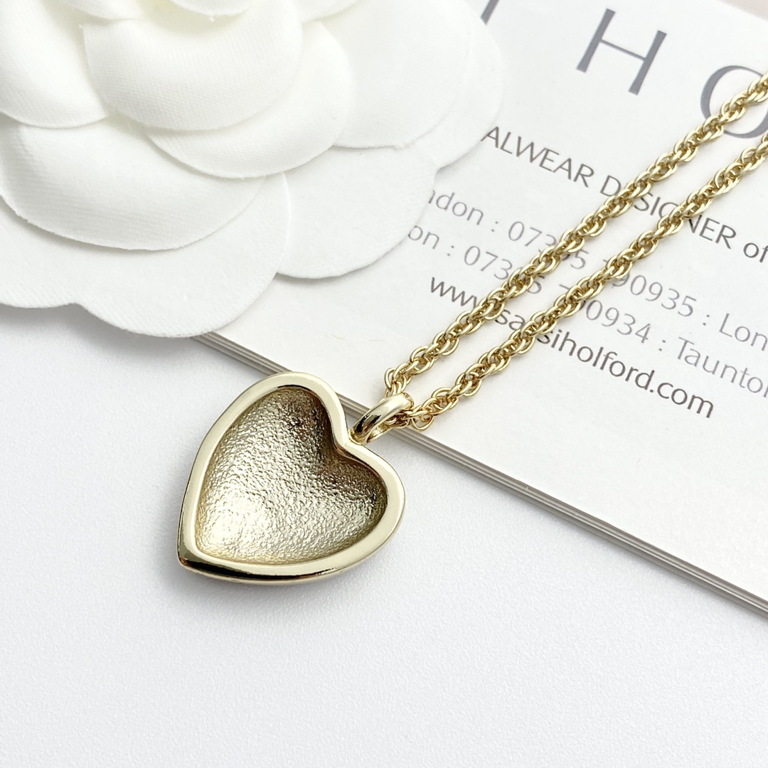 Chanel Black Gold & Black Silver Lace Heart Necklace