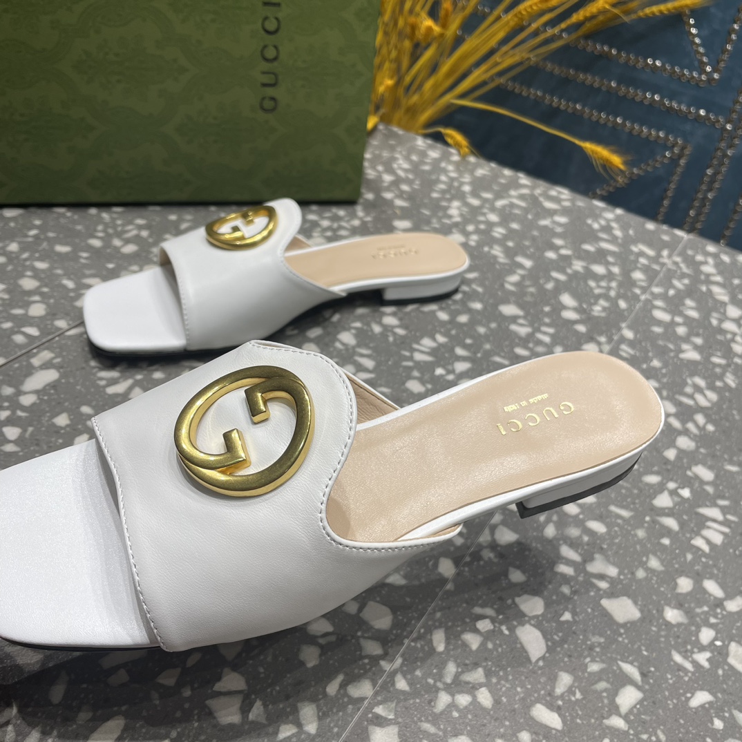 Gucci Square-Toe Flat Slippers